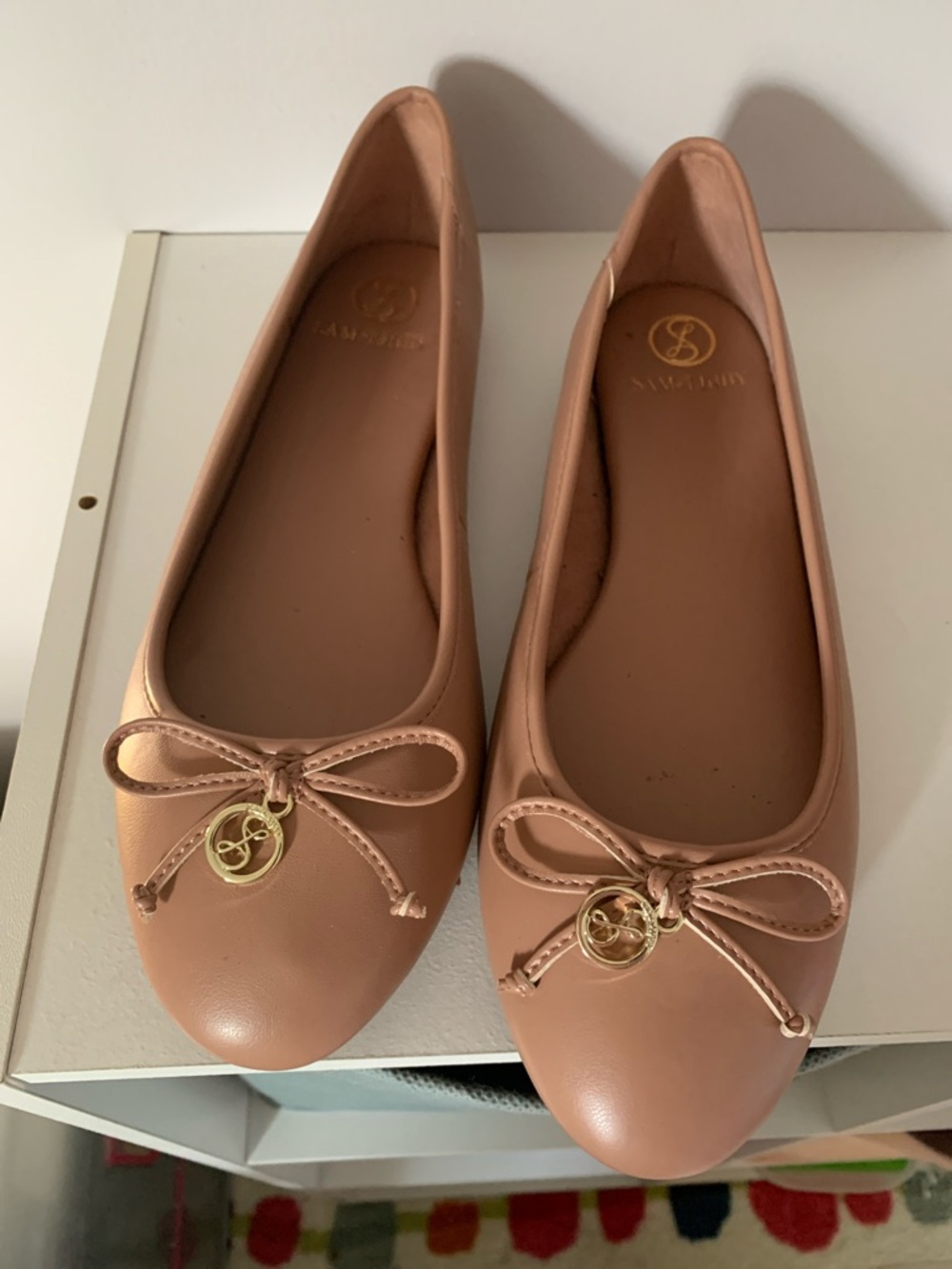 Sam & Libby Blush Pink Bow Ballet Flats with Gold Charm